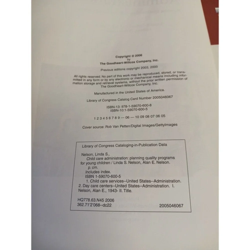 Child Care Administration Planning Quality Programs for Young Children Hardcover
